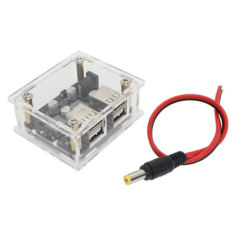 

DC-DC преобразователь, 10-24V to USB 5V 2.4А 4 x USB, в корпусе