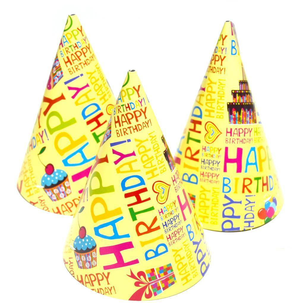 

Колпак праздничный 15см, "Happy Birthday"