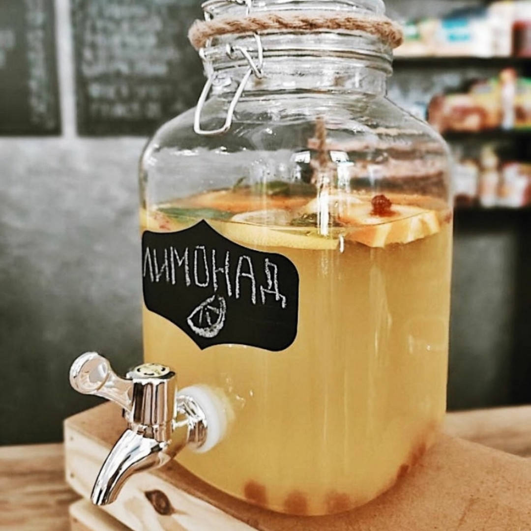 

Лимонадник стеклянный с доской для надписей 2 л (9037)