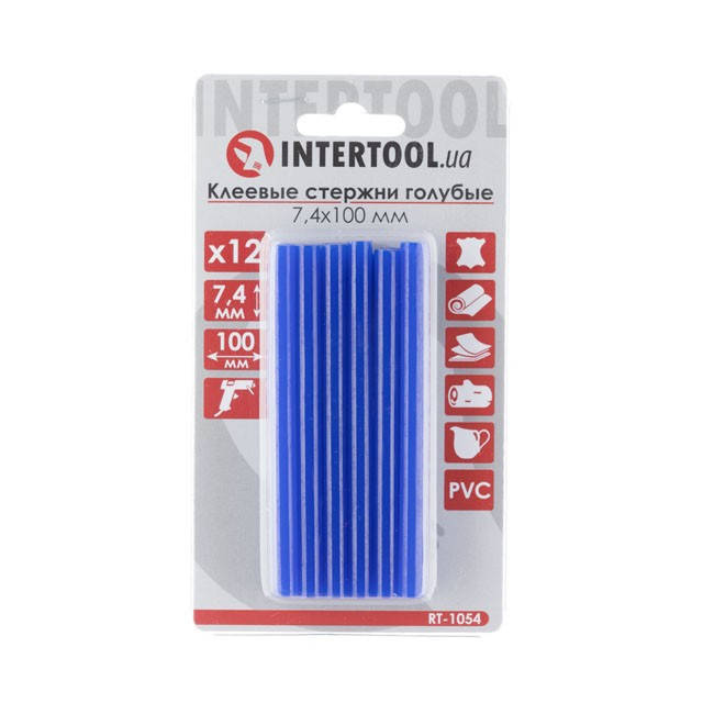 

Комплект голубых клеевых стержней 7.4мм*100мм, 12шт. INTERTOOL RT-1054