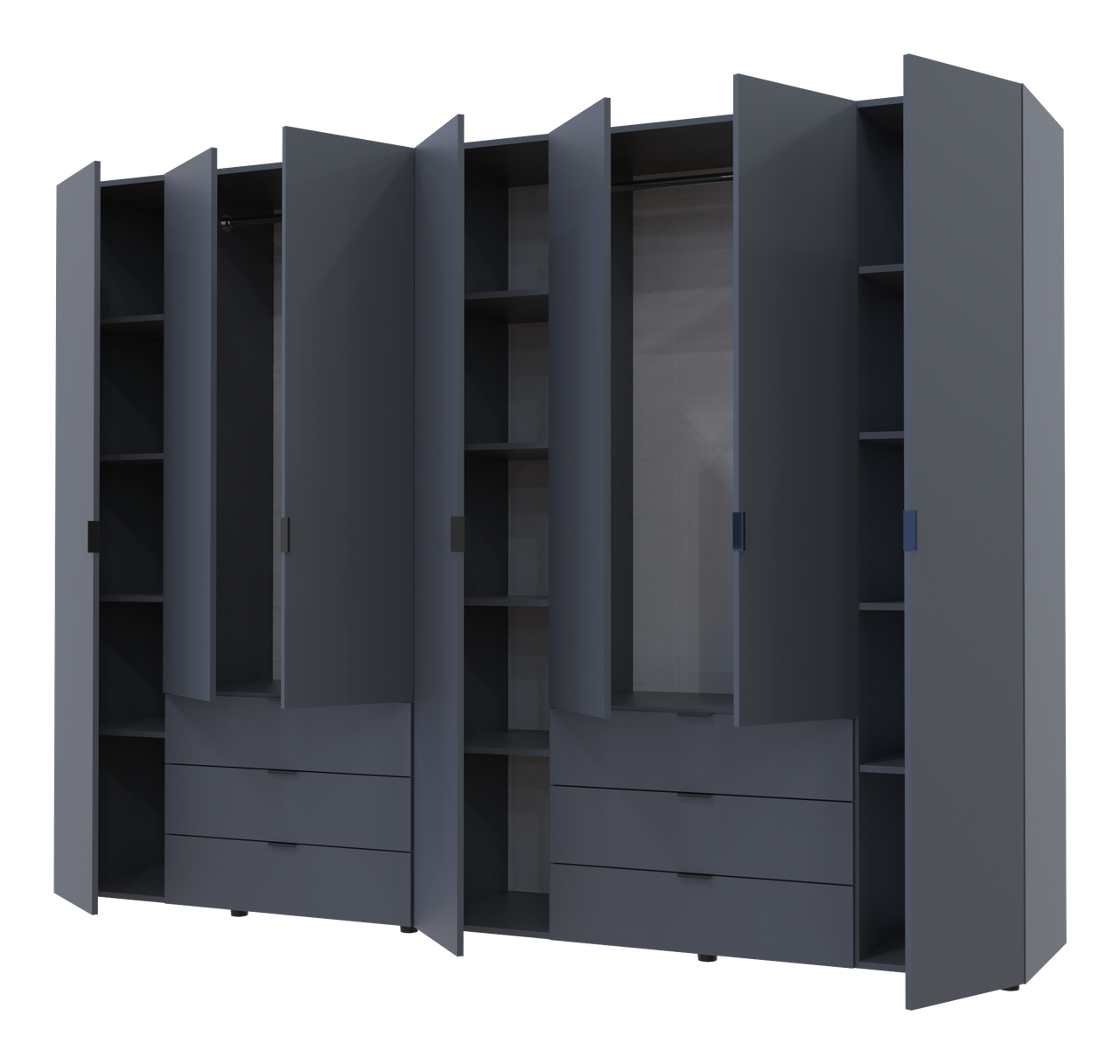 Розпашна Шафа для одягу Doros Гелар комплект Графіт 3+4 ДСП 271,2х49,5х203,4 (42002128) 2