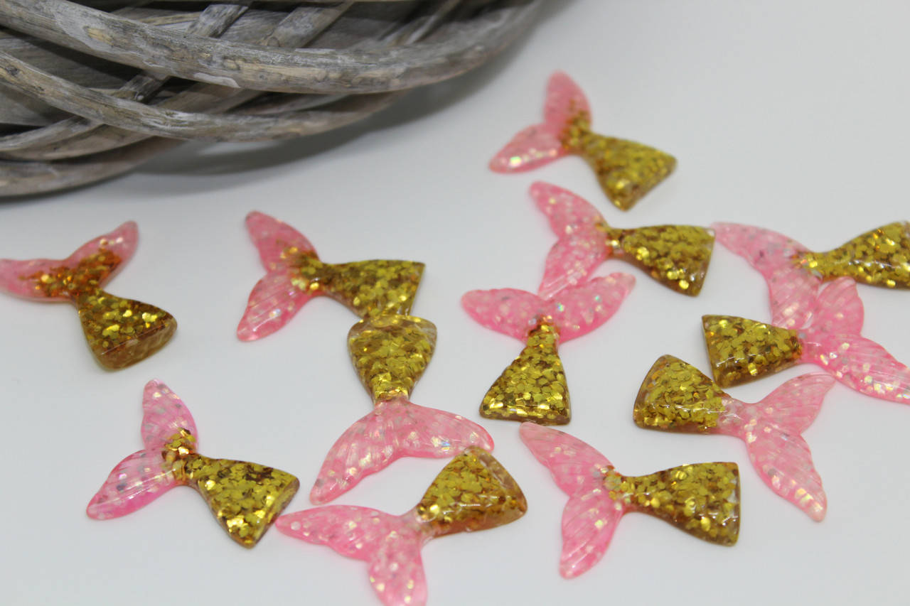 

Декор "Хвостик русалки", розовый+золотой