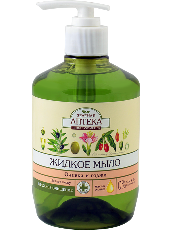 

Жидкое мыло Оливка и годжи 460мл Зеленая Аптека