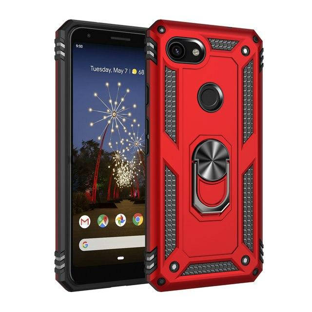 

Противоударный чехол для Google Pixel 3A Красный кольцо магнит