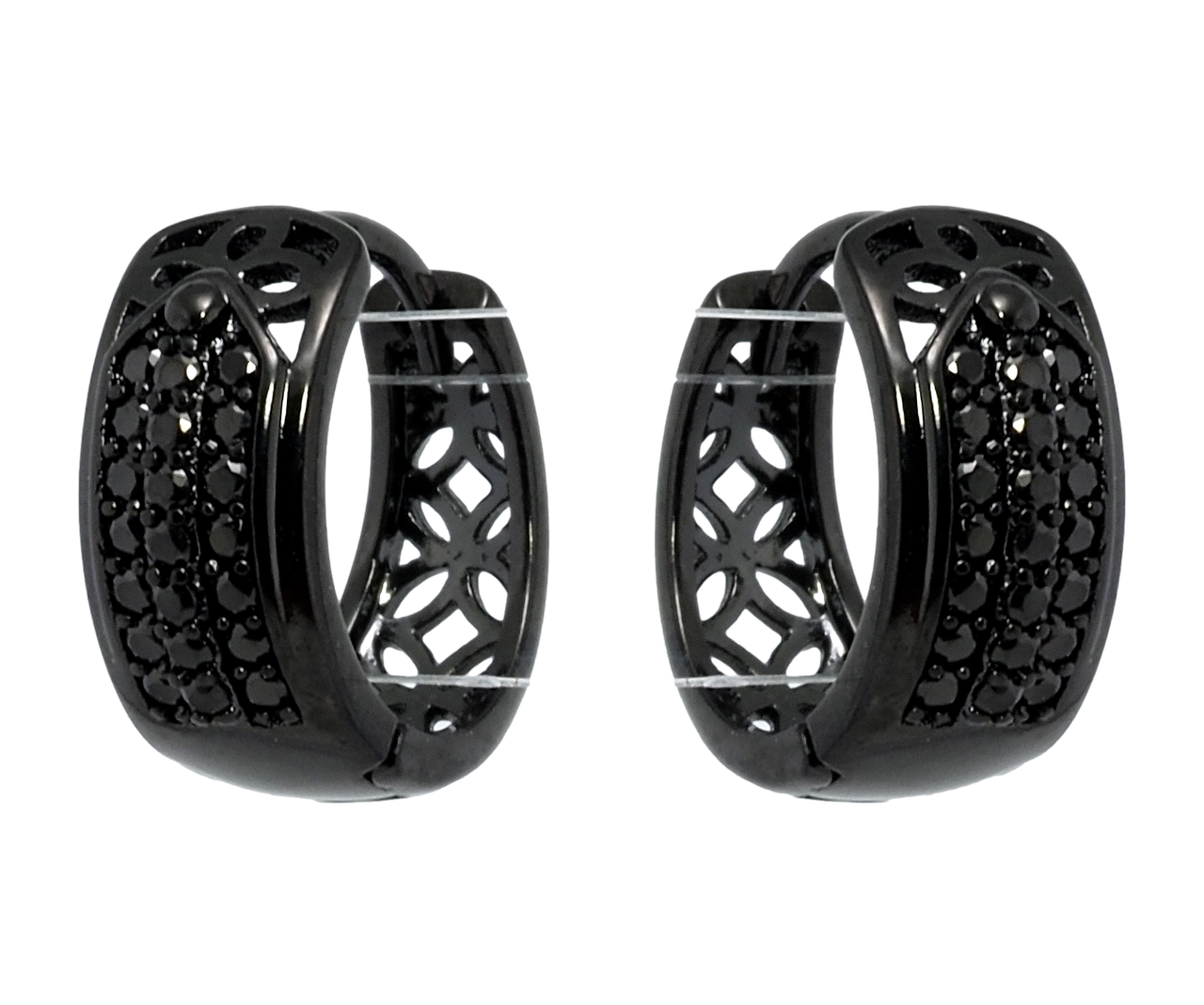 

Серьги Xuping Позолота Black (черное золото) колечки "Классика с черным цирконием"