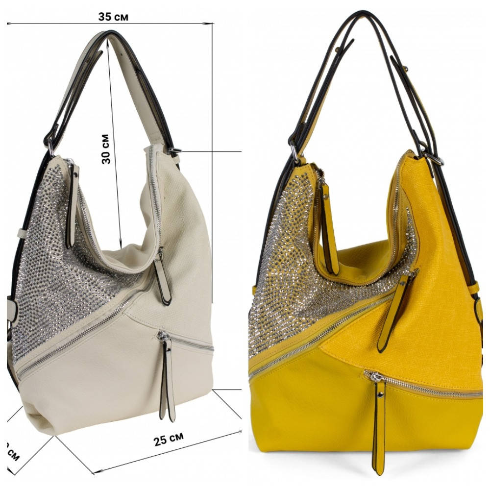 

Сумка стильная, красивая, молодежная из кожзаменителя на плечо. Сумочка модная, большая на молнии со стразами