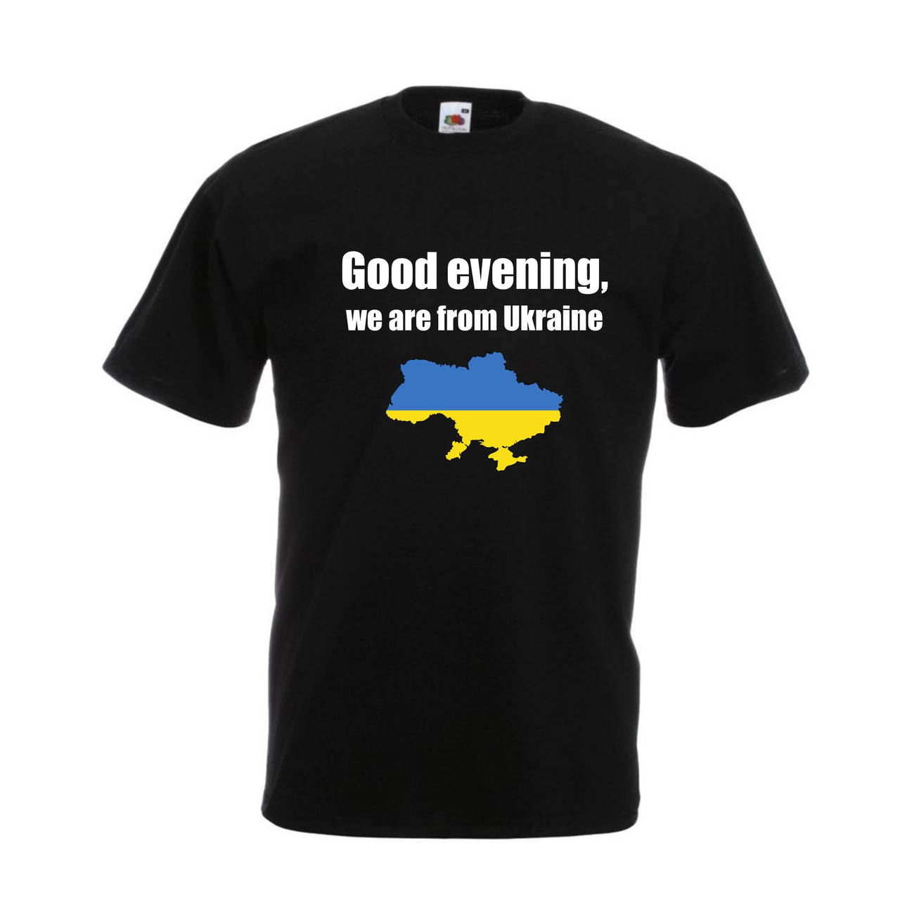 

Футболка с оригинальным принтом Good evening, we are from Ukraine Черный, , Мужская