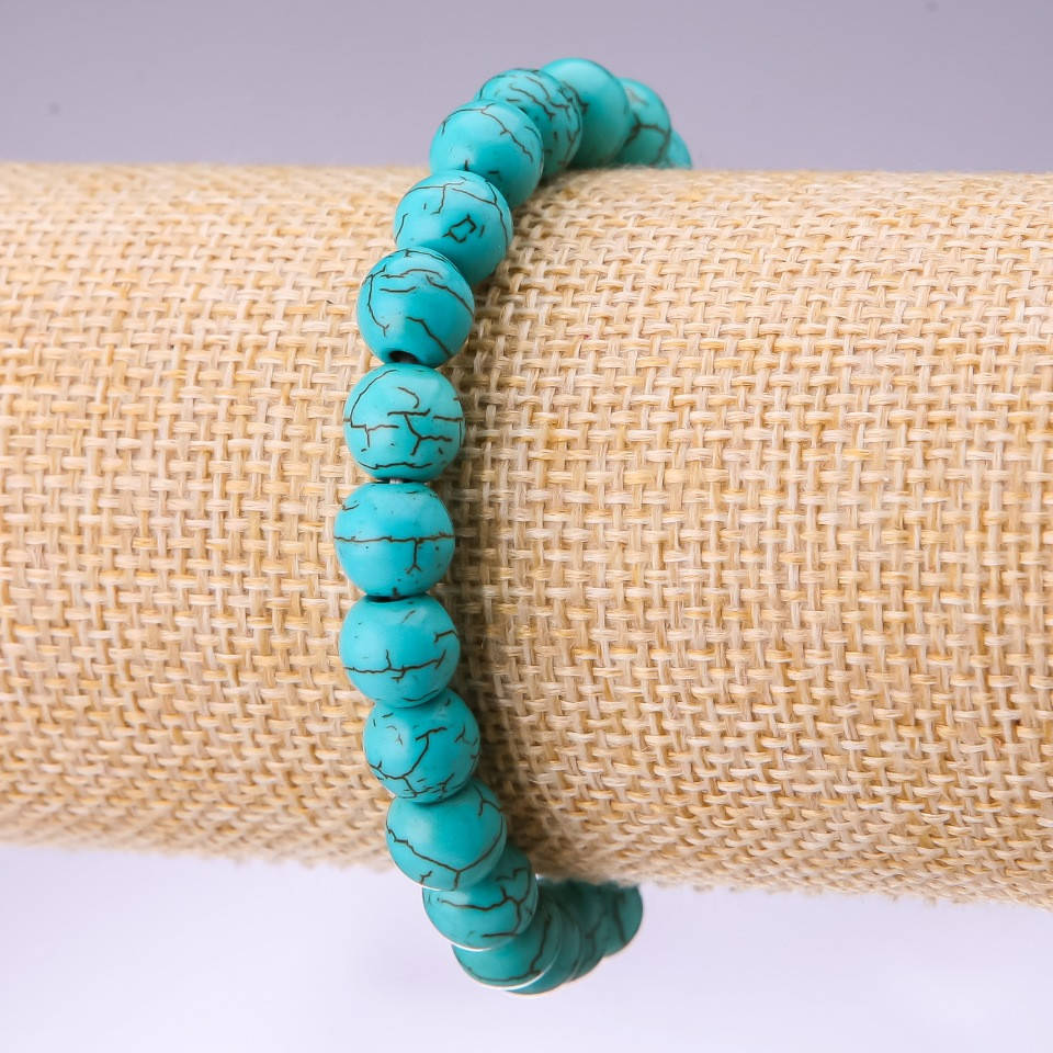 

Браслет Бирюза (пресс.) гладкий шарик d-8мм L-18см на резинке