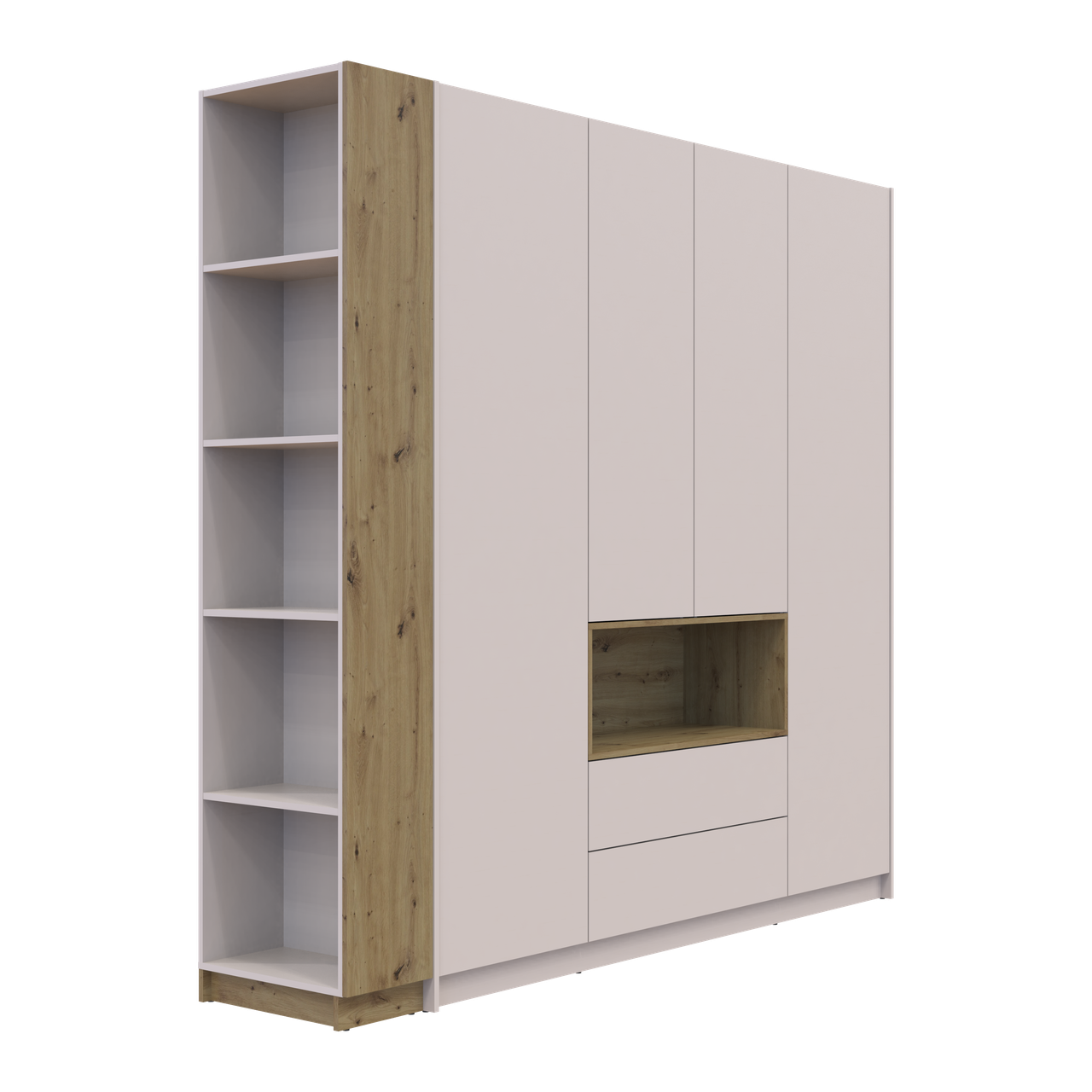 Шафа для одягу з нішею та етажеркою Doros Дейл Кашемір/Дуб Артізан 4 ДСП 234х52х220 (42005159) 2