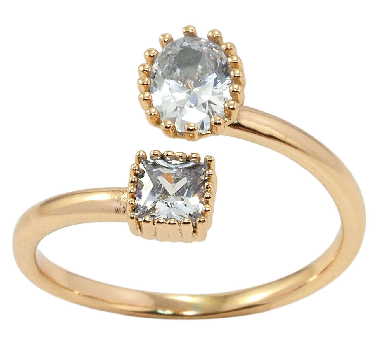 

Кольцо Xuping Позолота 18K "Два кристалла" р.18-19