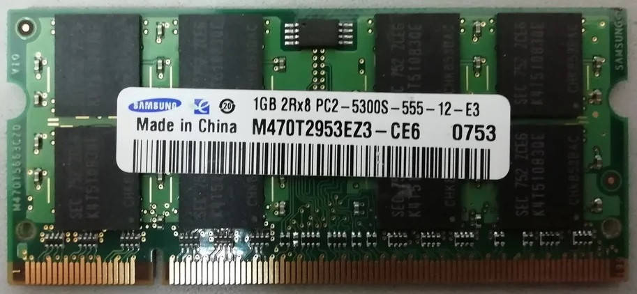 

Оперативная память Samsung SODIMM DDR2-667 1GB PC2-5300 (M470T2953EZ3-CE6)