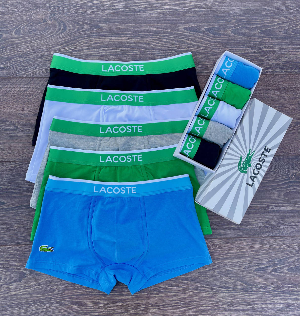 

Набор мужских трусов боксеров Lacoste, 5шт в коробке. Размер XL