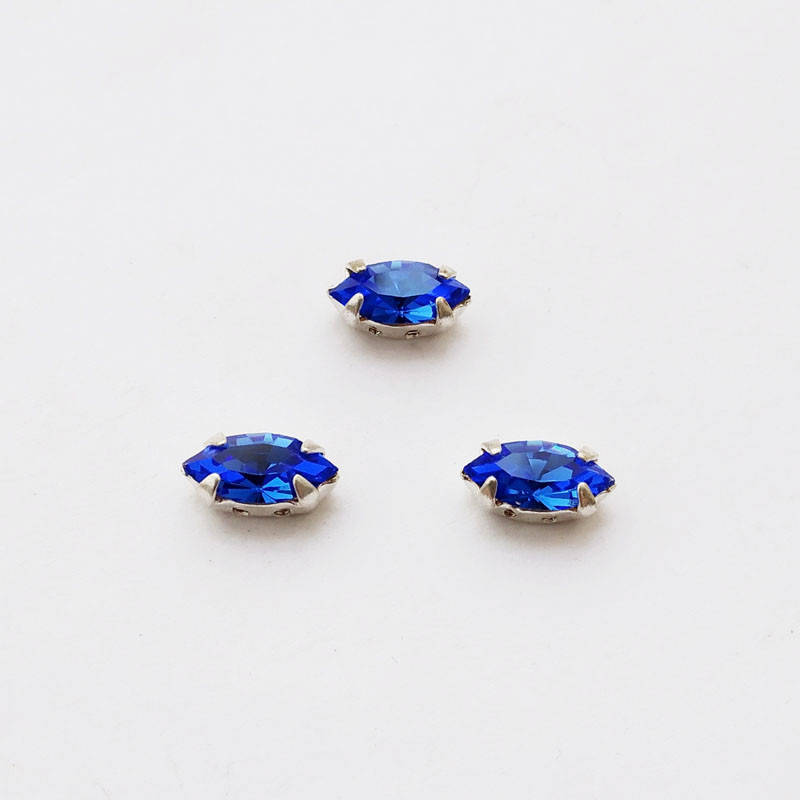 

Лодочки в цапах Preciosa (Чехия) 10x5 мм Sapphire/серебро, Синий