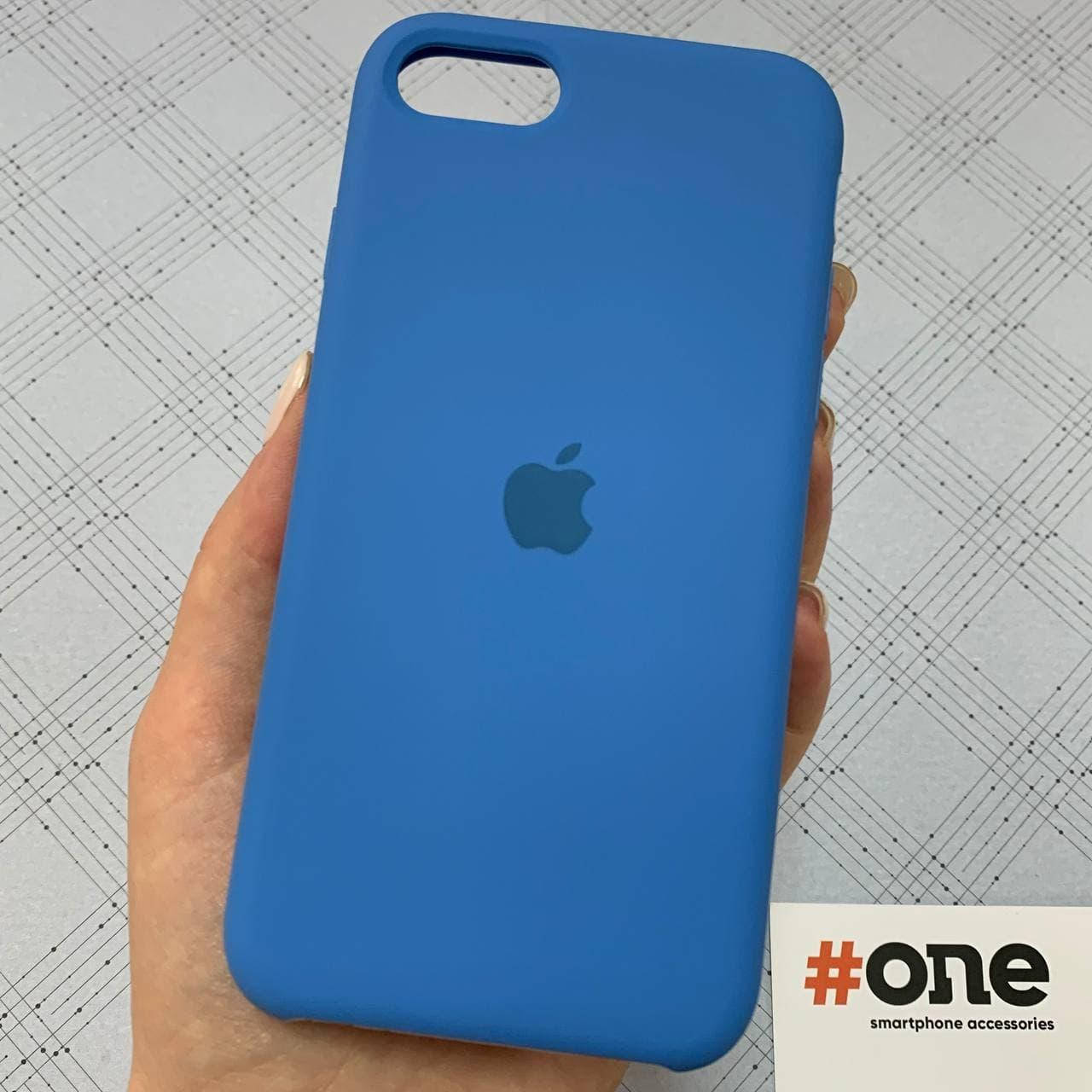 

Чехол для iPhone SE 2020 Silicone Case с микрофиброй бархатом силикон кейс на айфон се 2020 синий 03 SLK