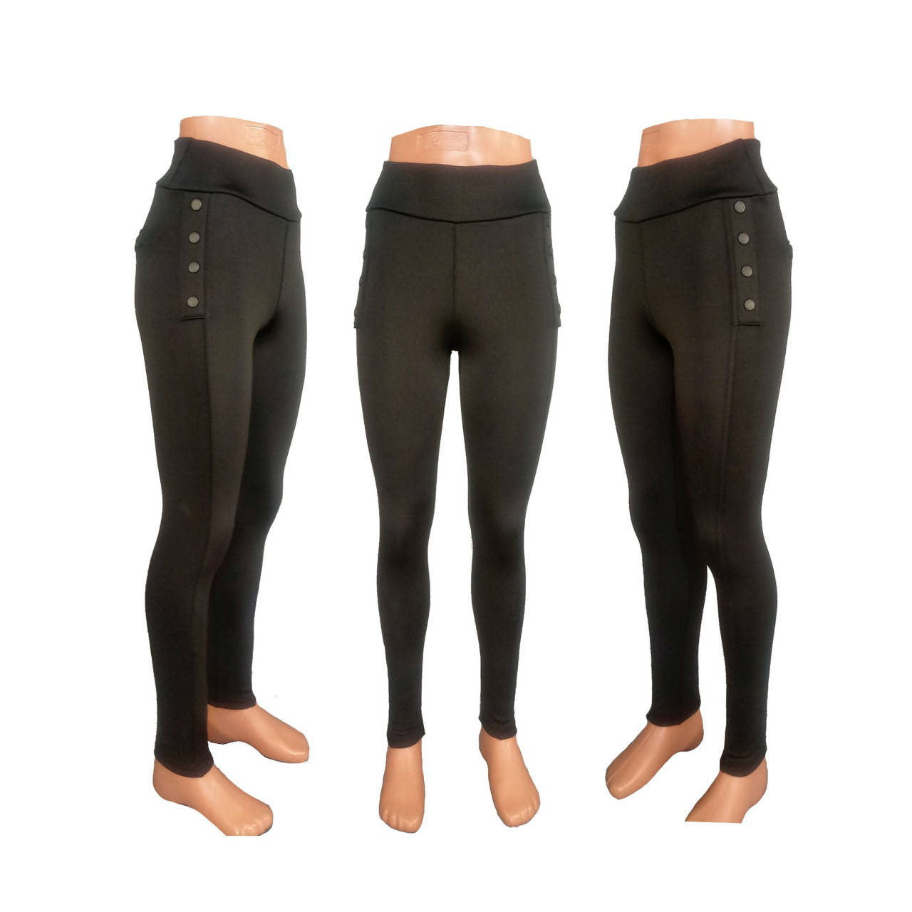 

Лосины женские из микродайвинга на велюровом уплотнителе стройную фигуру., Черный