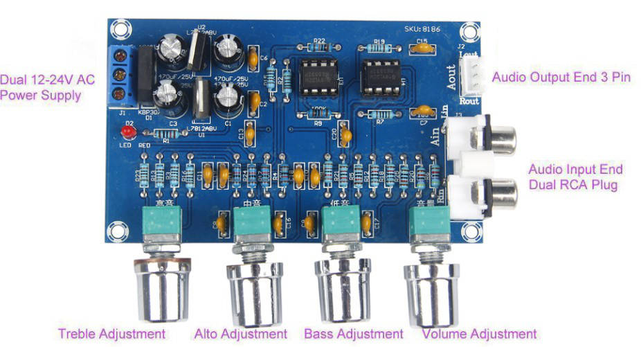 

Предусилитель с темброблоком NE5532 стерео модуль