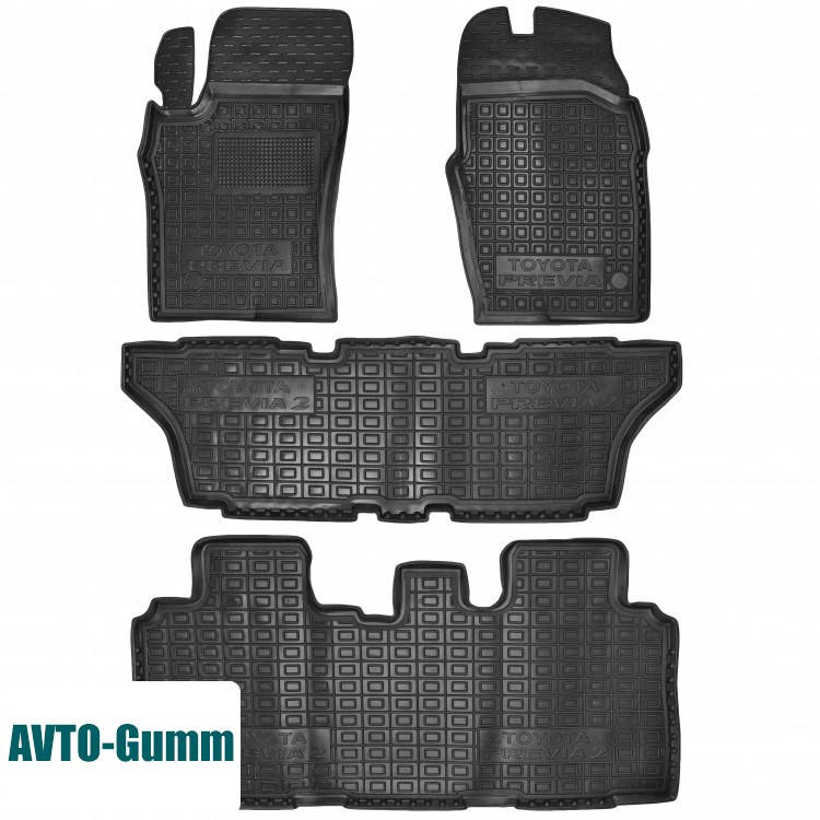 

Коврики в салон для Toyota Previa 2000-2005 (6/7мест), резиновые (AVTO-Gumm), Черный