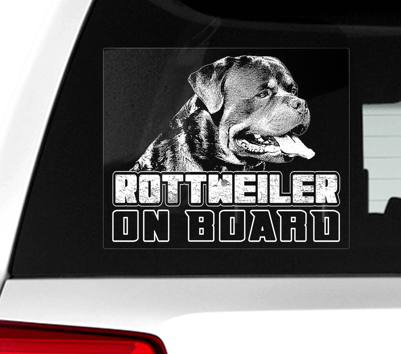 

Наклейка на авто / машину Ротвейлер на борту (Rottweiler On Board), Белый