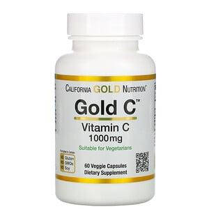 

California Gold Nutrition, Gold C, витамин C, 1000 мг, 60 вегетарианских капсул