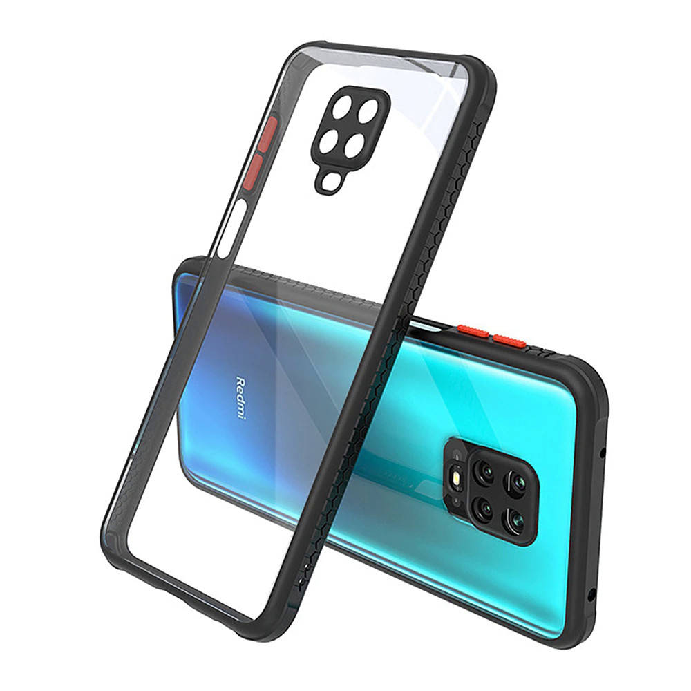 

Противоударный чехол бампер для Xiaomi Redmi Note 9 Pro черный прозрачный защита камеры