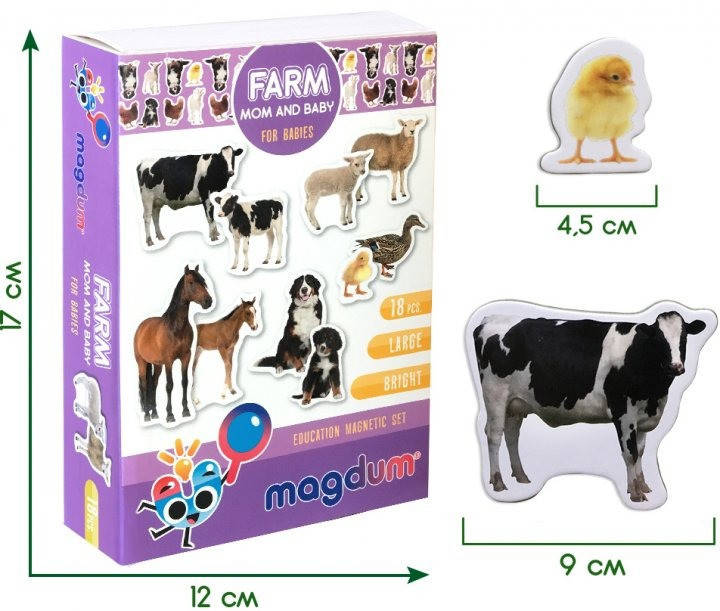 

Магниты для детей Домашние животные Magdum "Ферма Мамы и малыши"