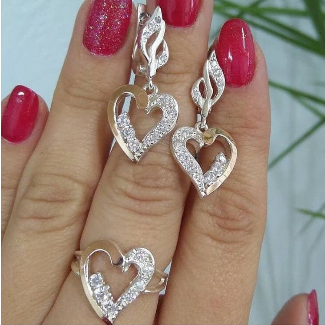 

Серебряные серьги и кольцо - серебряный набор с золотыми накладками