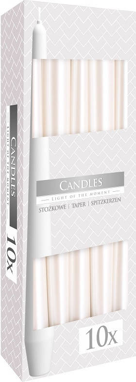 

Свеча коническая перламутровая Bispol 24,5 см 10 шт (s30-190), Белый