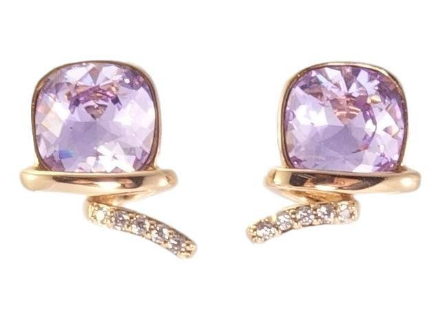 

Серьги Xuping Позолота 18K с кр-ми Swarovski гвоздики (пусеты) "Кристаллы Provence Lavender с завитками"