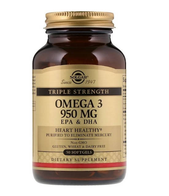 

Solgar, омега-3, ЭПК и ДГК, тройной концентрации, 950 мг, 50 капсул