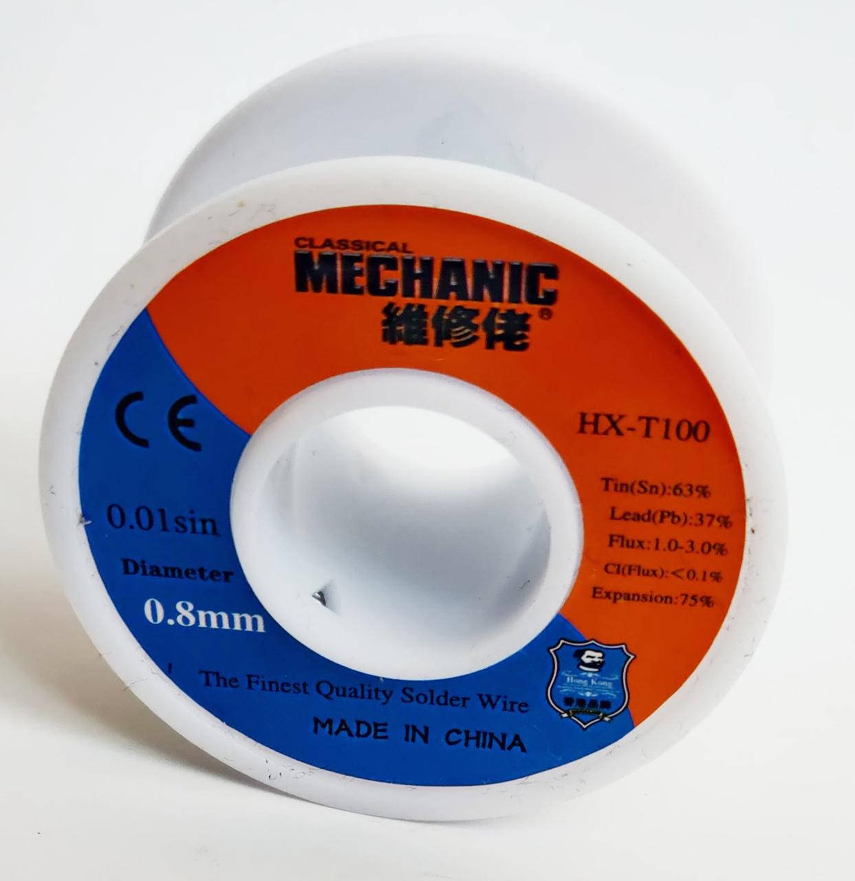 

Припой MECHANIC HX-T100 0,8 мм, Sn 63% , Pb 37%. 1 шт.