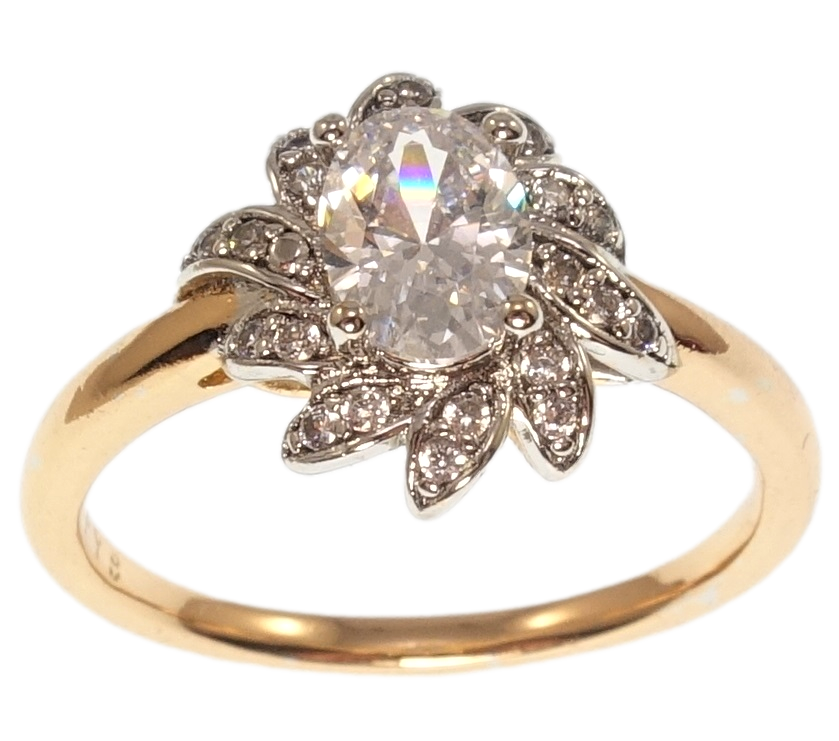 

Кольцо Xuping Позолота 18K+Родий "Цветок с фианитом" р.16,17,17.5,18