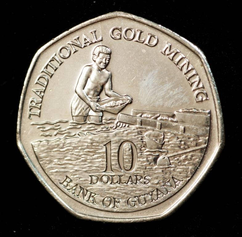 

Монета Гайаны 10 долларов 2007 г. "Традиционная добыча золота"
