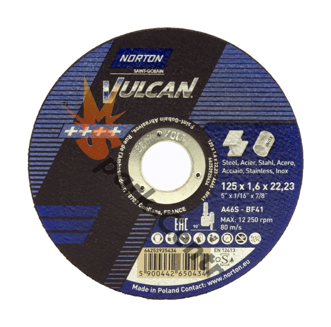 

Круг отрезной по металлу 125x3,0x22,23 NORTON VULKAN для ручных шлифмашин (Польша)