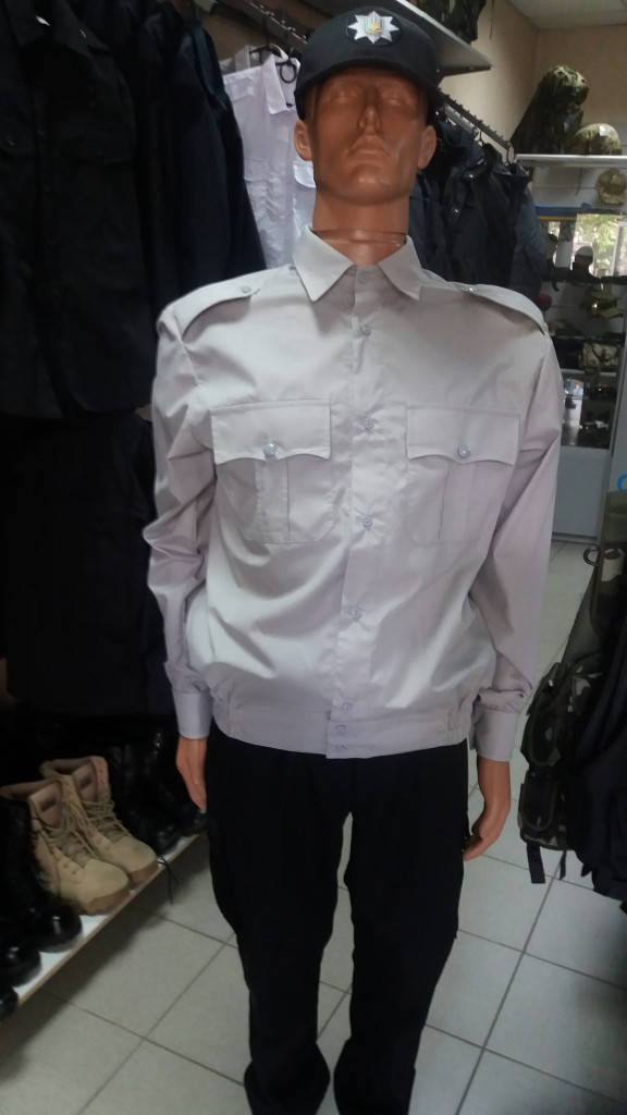 

Рубашка форменная с длинным рукавом для сотрудников полиции (серая, белая), Серый