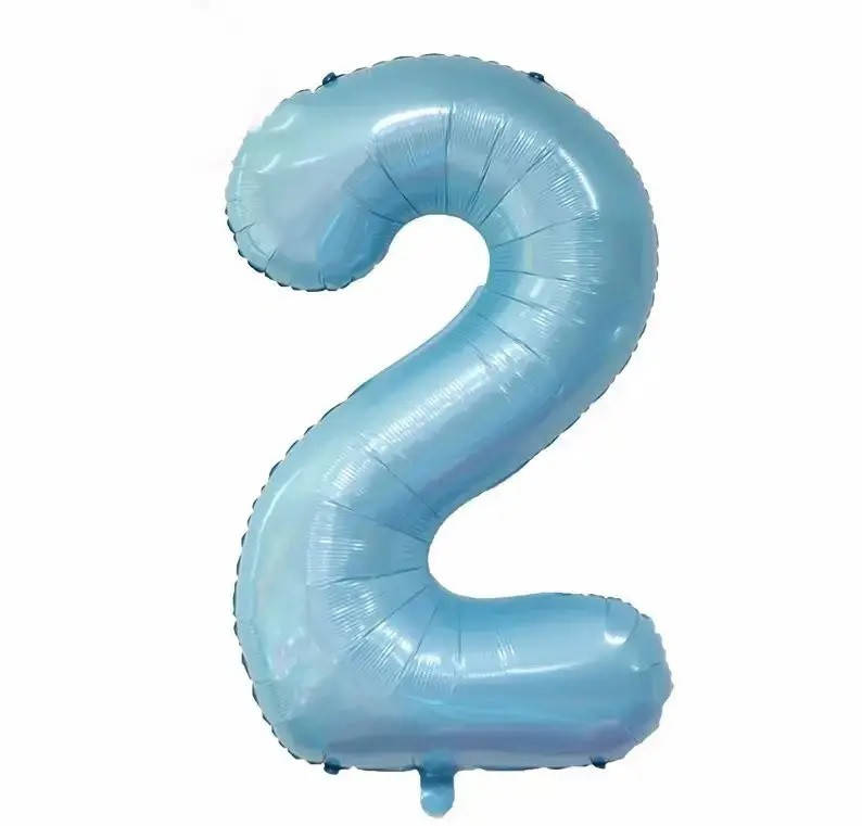 

Фольгированная цифра 2 нежно голубая (baby blue) 70 см, Голубой