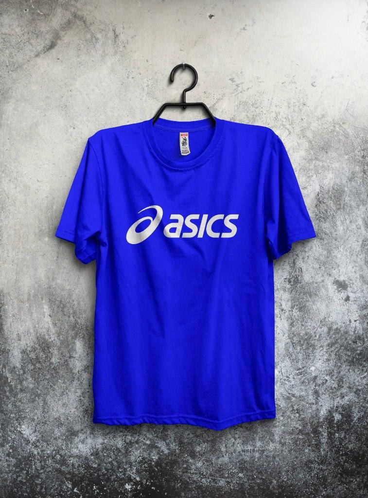 

Мужская футболка Асикс, брендовая футболка Asics спортивная, качественный хлопок. S синяя