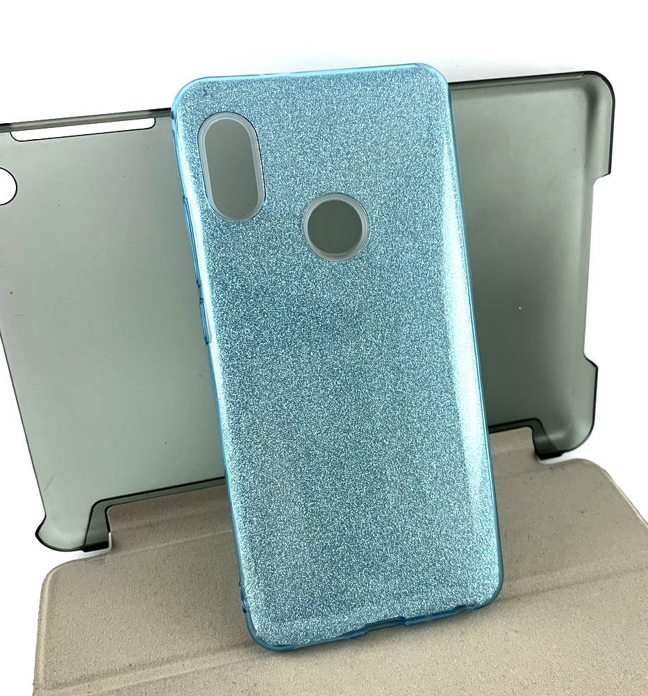 

Чехол на Xiaomi Redmi Note 5, note 5 Pro накладка Glitter бампер силикон-пластик голубой