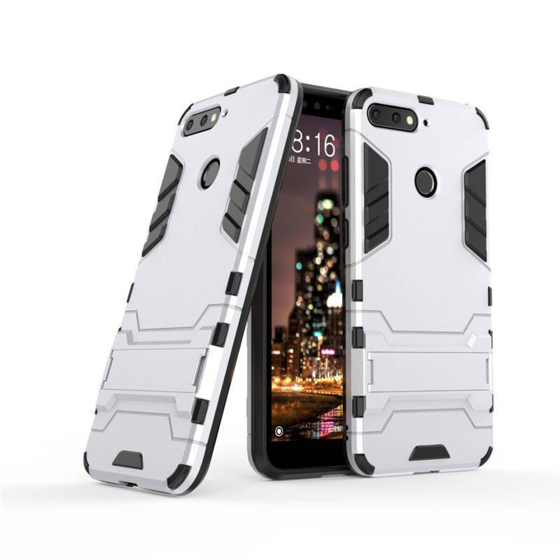 

PC + TPU чехол Metal armor для Huawei Y6 2018 (7 цветов) серебристый