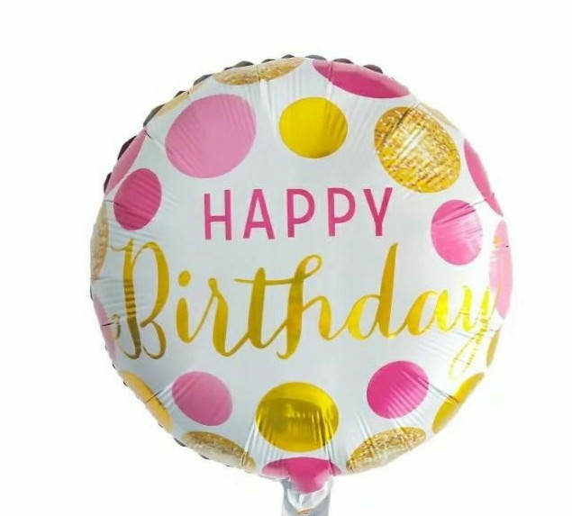 

Фольгированный шар круг Happy Birthday с кругами 18 "Китай, Белый