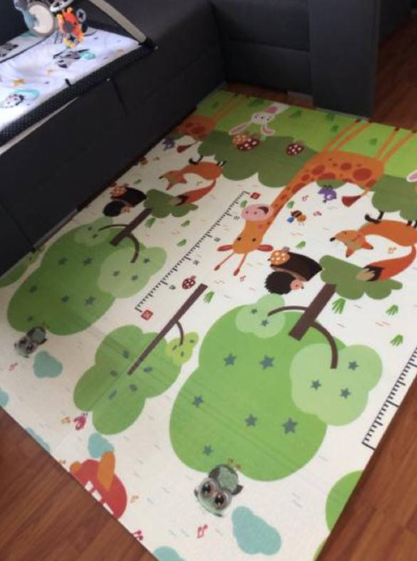 

Детский коврик игровой двухсторонний теплый складной развивающий 150 х 180 см с рисунками леса, зверушек