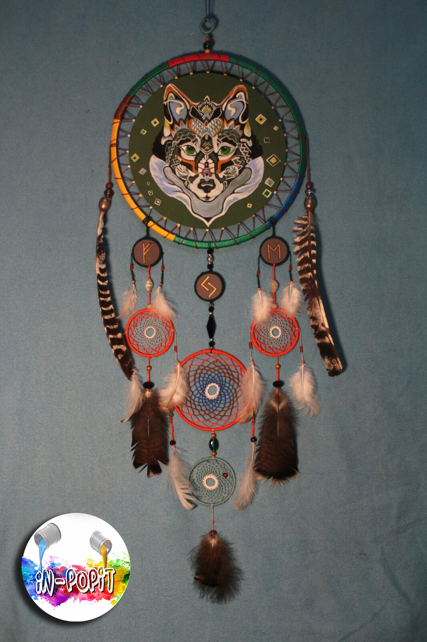 

Ловец снов - "Волк и мистические руны" Оберег. Амулет - защита от плохих снов