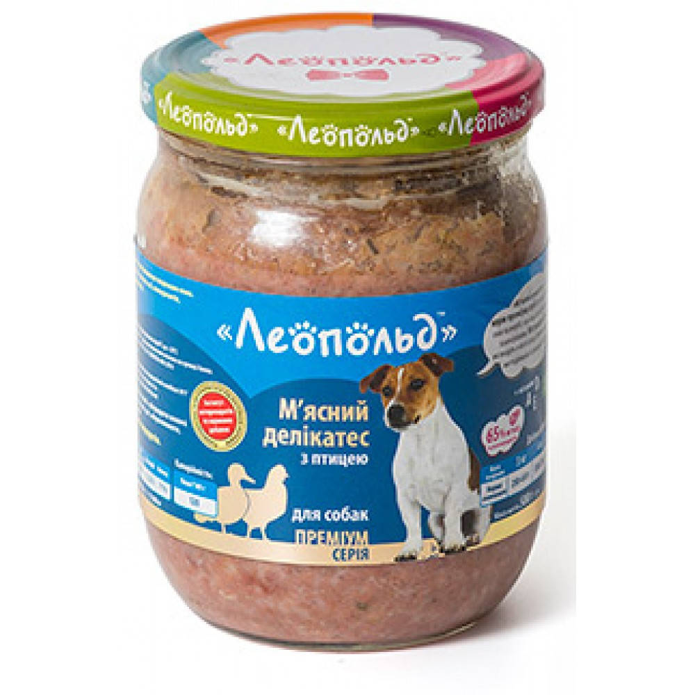 

Консерва для собак Леопольд "Мясные деликатесы" с птицей 500г