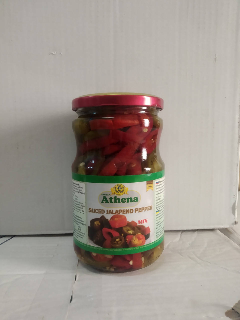 

Перець Халапеньо Микс резаный 720г.\360г. Athena