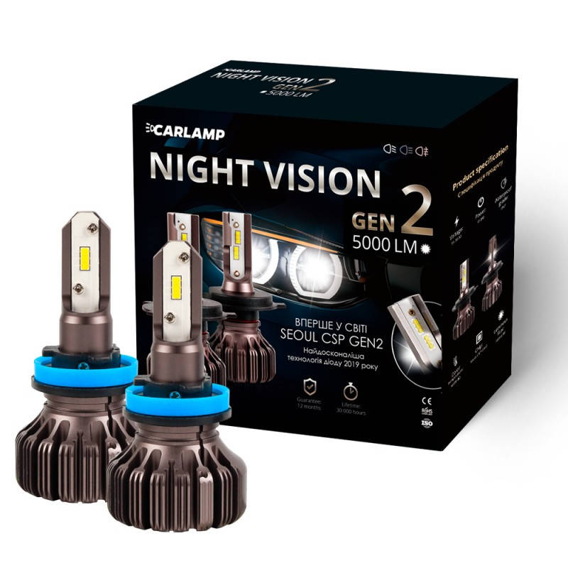 

Светодиодные лампы H11 Carlamp LED Night Vision Gen2 Led для авто 5500 K 5000 Лм (NVGH11)