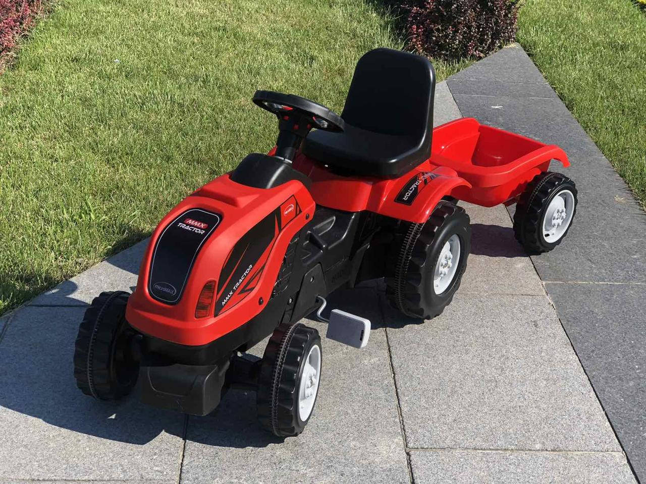 

Детский трактор на педалях с прицепом, Педальный трактор MMX MICROMAX красный