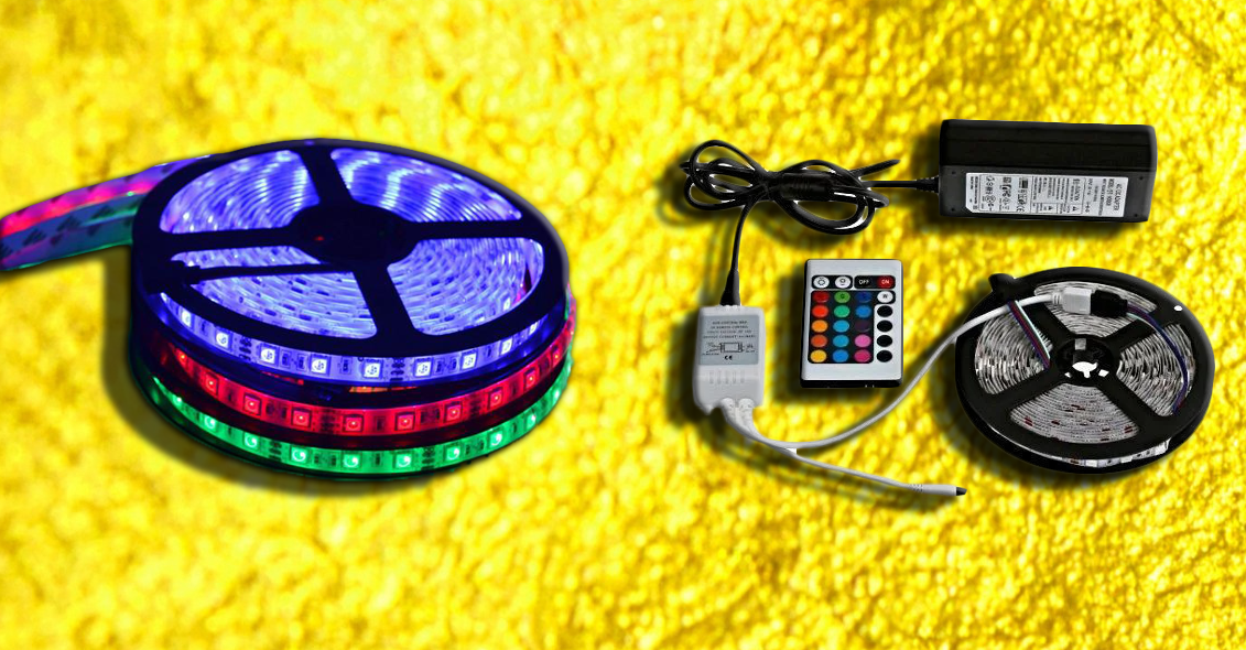 

RGB Светодиодная Led лента 5050 (Адаптер + Контроллер + Пульт) 5 метров