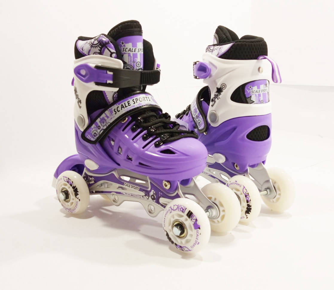 

Детские Раздвижные ролики квады Scale Sports фиолетовый цвет, размер 29-33 и 34-37 SS