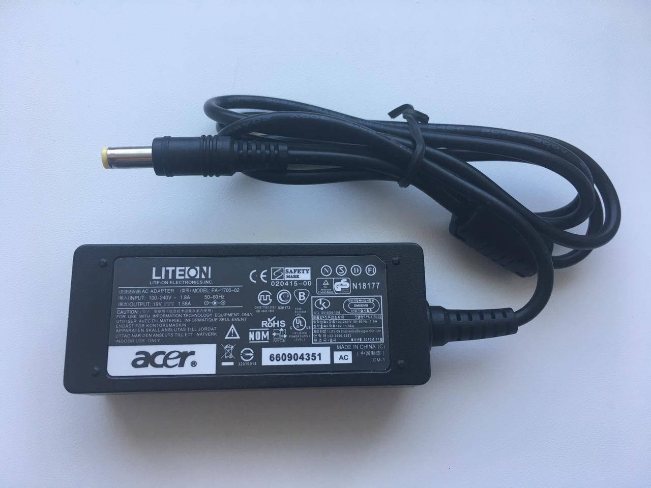 

Блок питания,Зарядное устройство для ноутбука Acer 30W 19V 1.58A 5.5*1.7