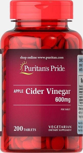 

Puritan's Pride Apple Cider Vinegar 600 mg Яблочный Уксус 200 Таблеток