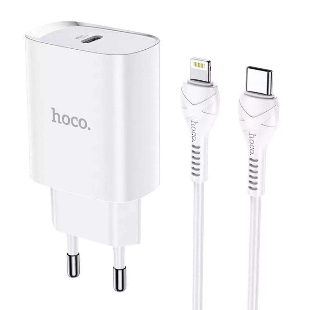 

Сетевое зарядное устройство Hoco N14 PD 20W 3A Type-C to Lightning белое, Белый
